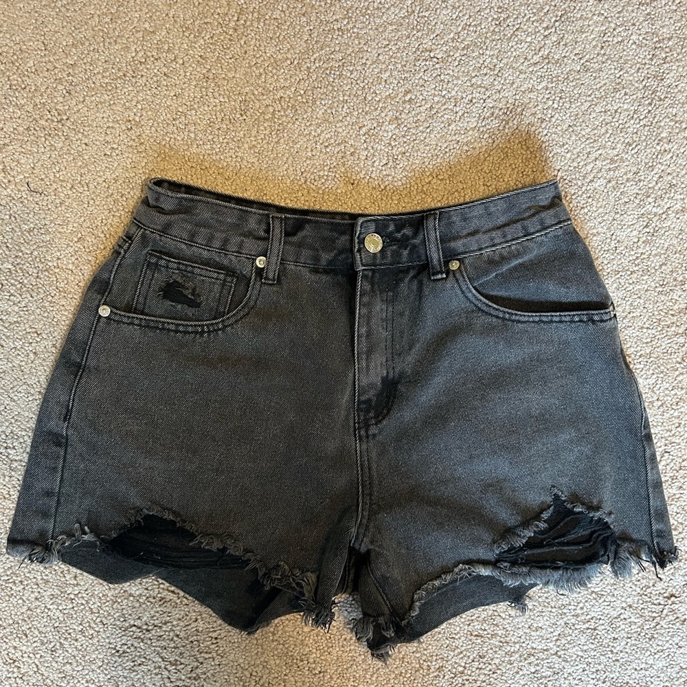 White Fox Boutique Charcoal Distressed Jean Shorts
